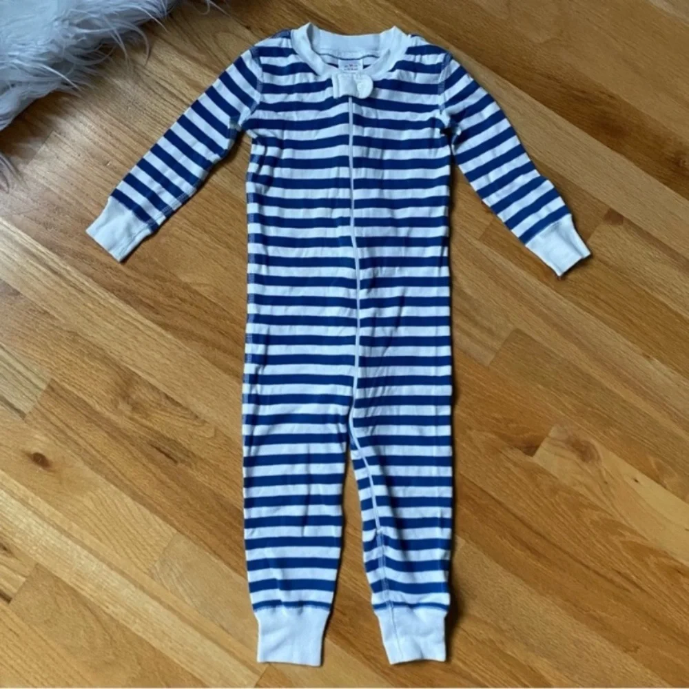 Hanna Andersson Jams Sleeper Blue Striped and Animal Print Pajamas Lot of 2